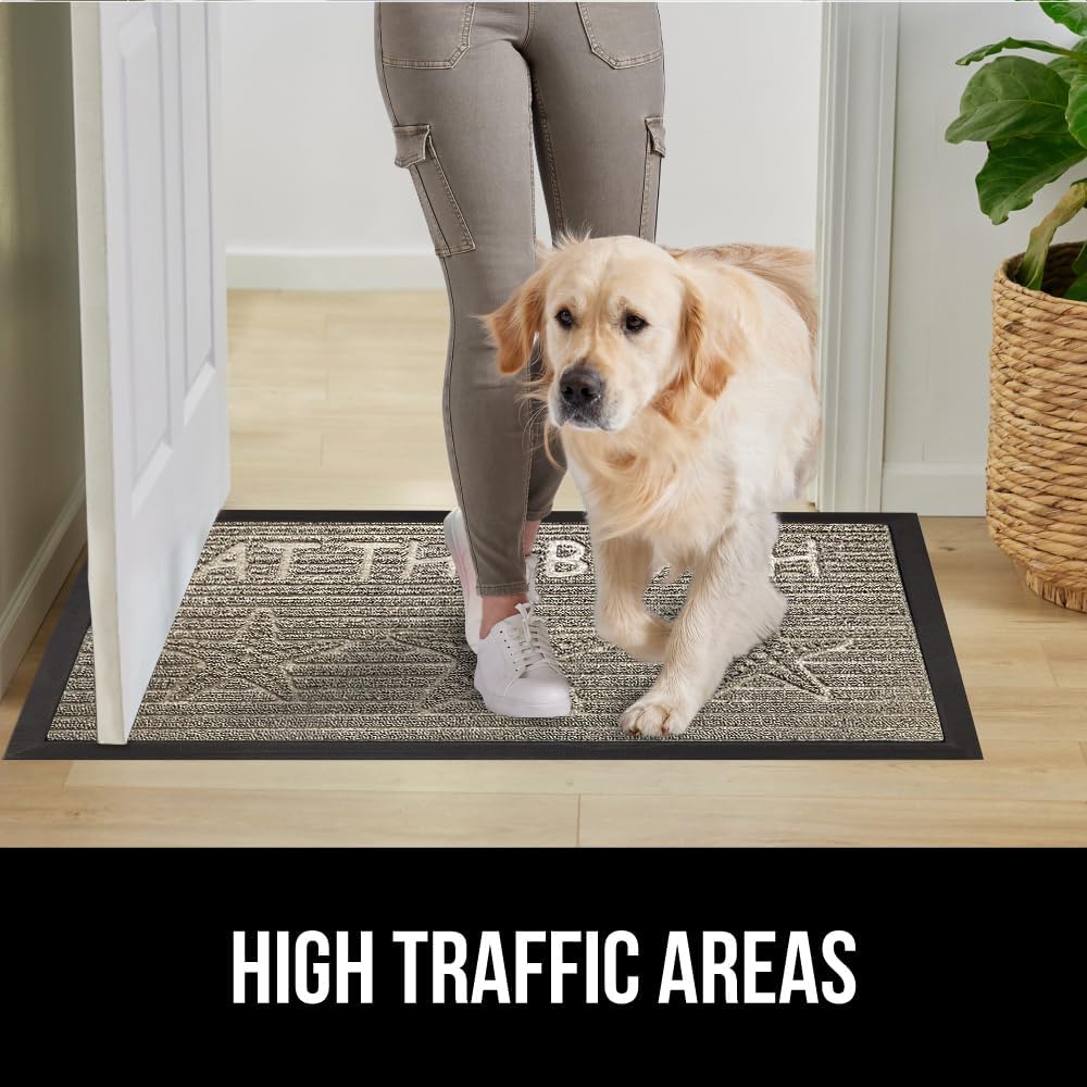 GORILLA GRIP 100% Waterproof All-Season WeatherMax Doormat 35x23, US Designed Natural Rubber, Stain and Fade Resistant, Low Profile Indoor Outdoor Door Mats, Easy Clean Patio Mat, Sand Beach