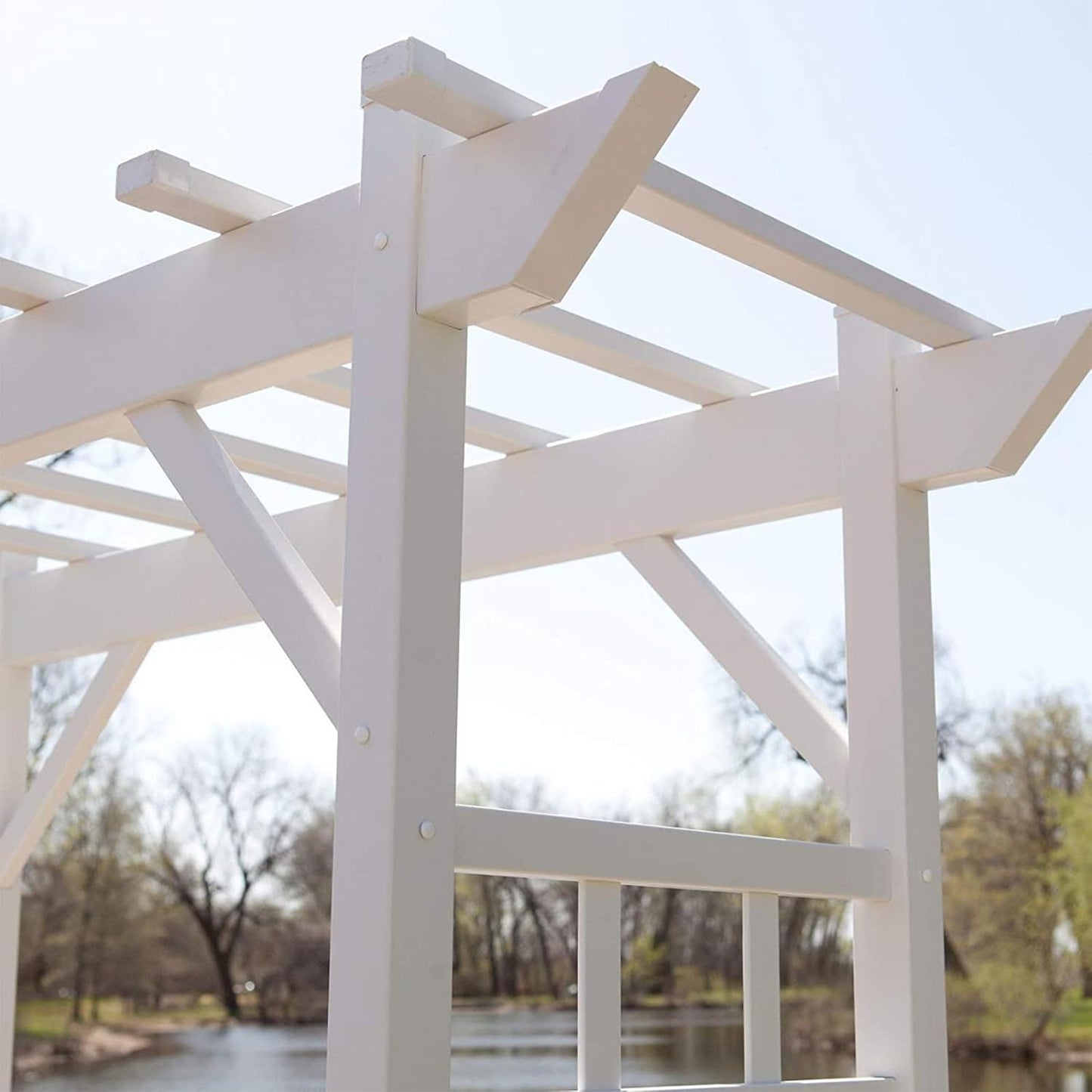 Dura-Trel Providence Arbor, Vinyl Garden Archway for Outdoors, 64" x 85", White - Backyard Decorative Arch for Pathways and Entrances with Trellis Sides for Climbing Plants, Vines & Flowers