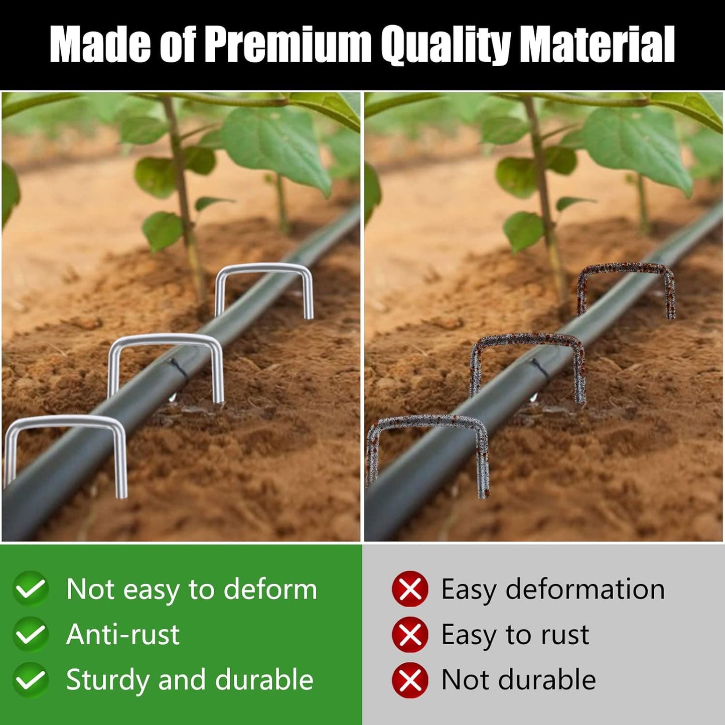 FEED GARDEN 12 Inch 50 Pack Galvanized Landscape Staples 11 Gauge Anti-Rust Garden Stakes Landscaping Fabric SOD Pins Yard Stakes for Weed Barrier Fabric