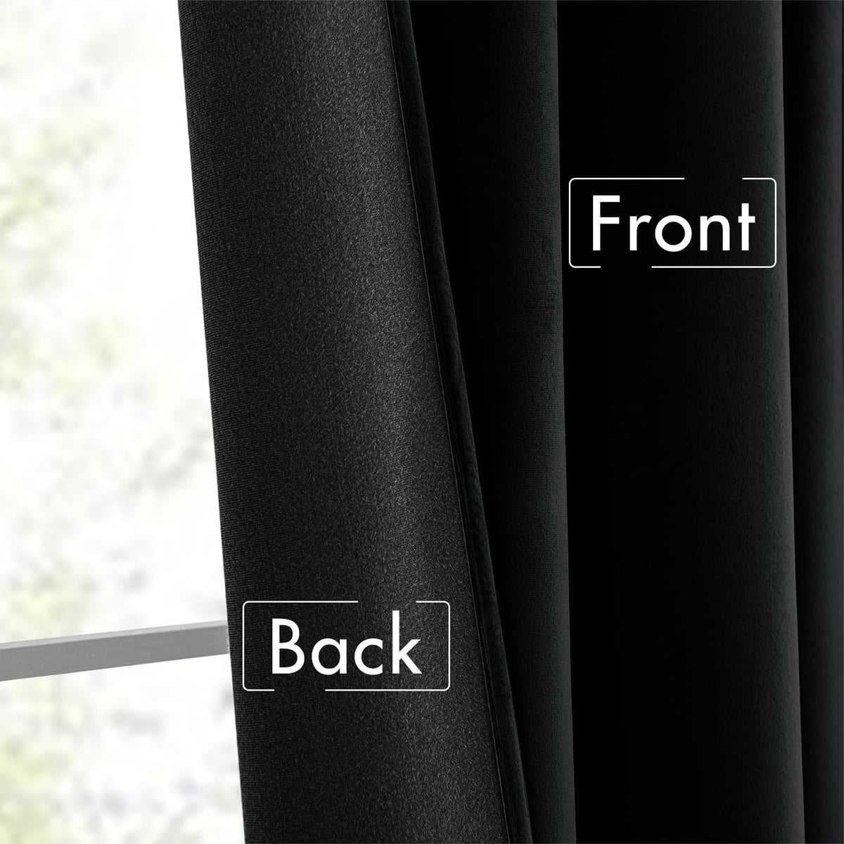 MIULEE Black Velvet Curtains 90 inches Long 2 Panels - Luxury Pinch Pleated Room Darkening Window Drapes for Bedroom Living Room Thermal Insulated Super Soft Blackout, Back Tab Rod Pocket
