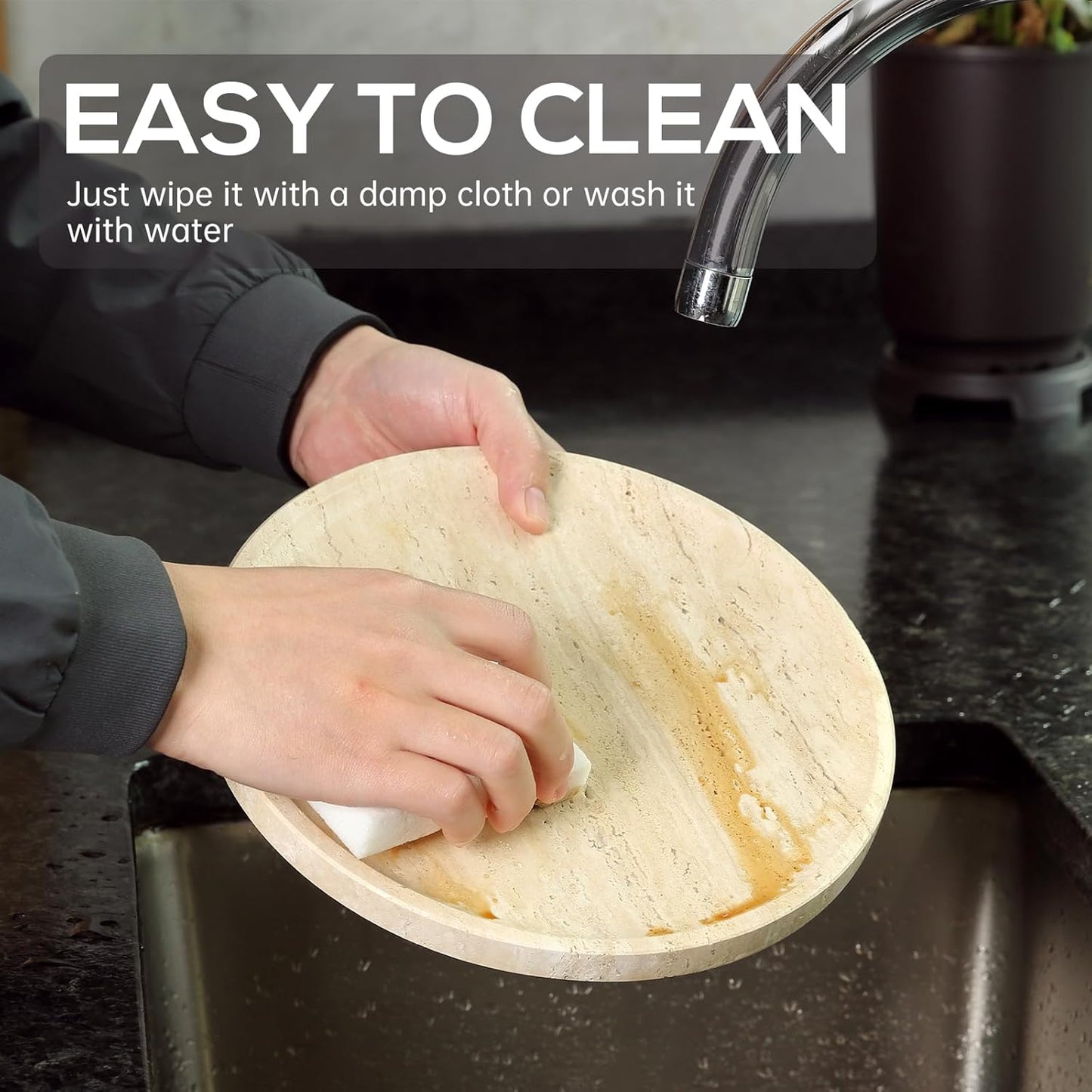Soft Beige Travertine Tray — Natural Stone Accent