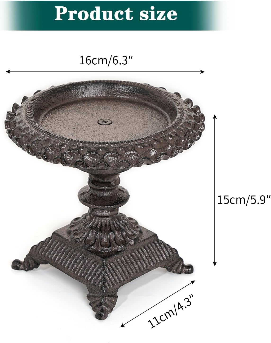 Cast Iron Candle Holder - Rustic Style Decorative Pillar Candle Holders, Center Pieces Decoration for Table, Modern Farmhouse French Country Decor, 6.5" Candle Stand Fits Multi-Size Candles