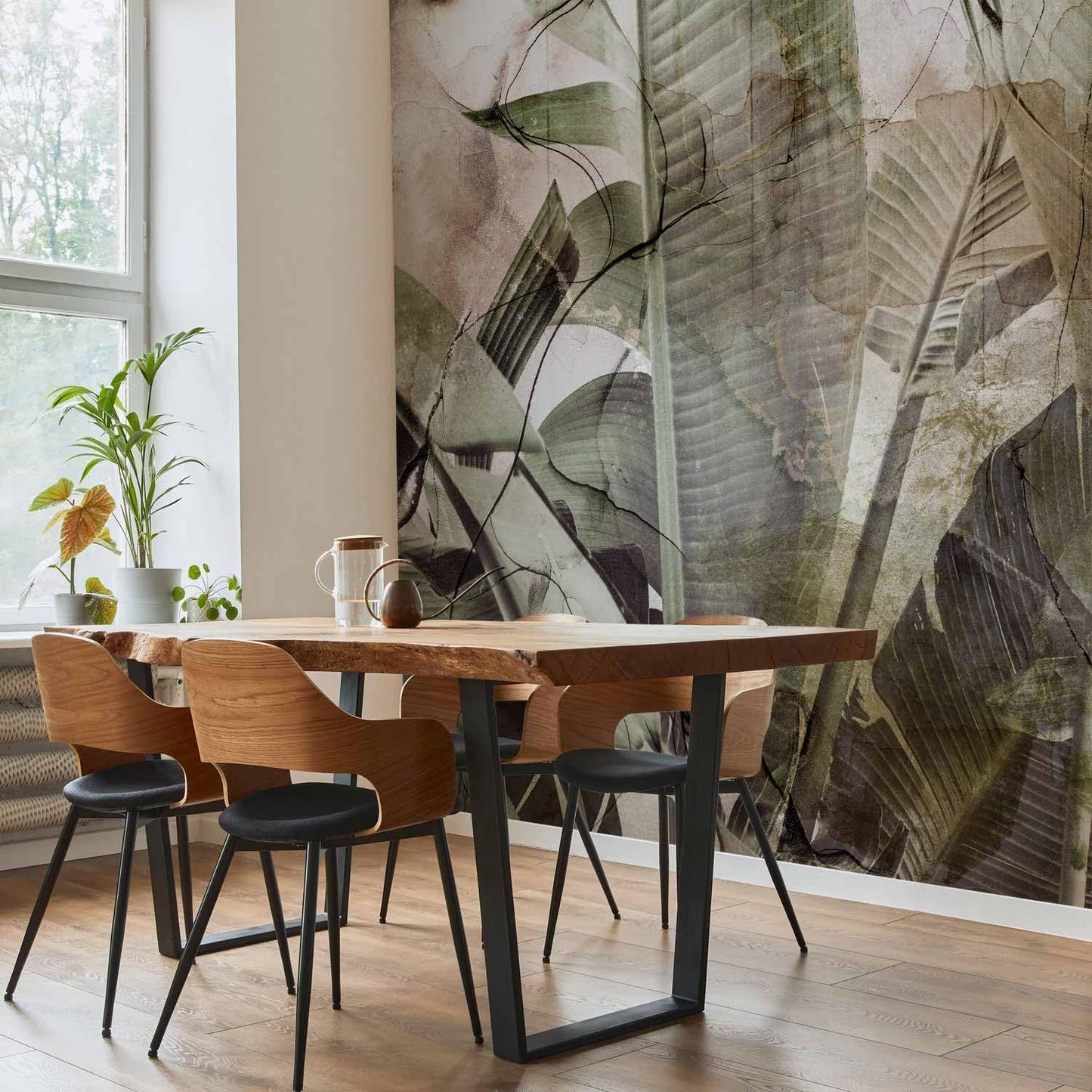 artgeist Premium Wall Mural Tropical Leaves 118x83 in - XXL Non-Woven Wallpaper Fleece Wall Decor Photo Print Picture Image Design Plant Jungle Nature Like Painted b-C-0776-a-a