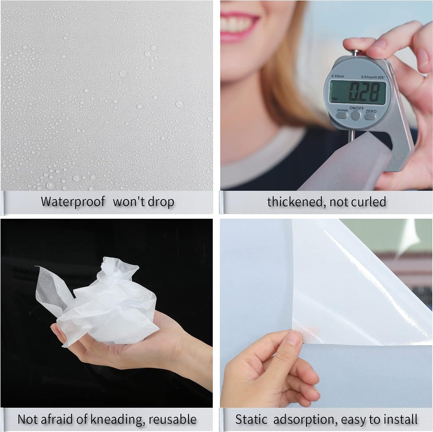 Frosted Glass Window Film with Tools,Reusable Window Privacy Film,Static Clings Window Film Kit for Home Bathroom and Office. (Pure, 29.6Inch×78.7Inch)