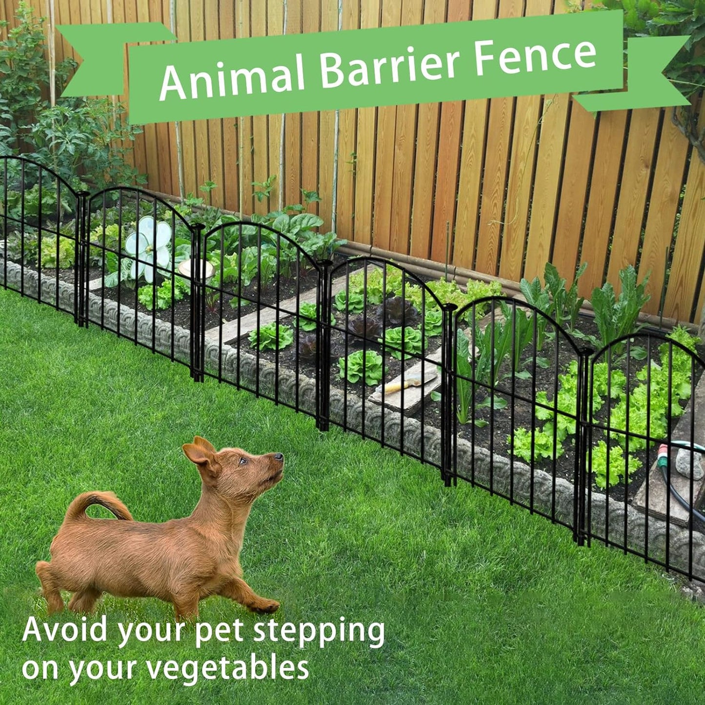 Decorative Garden Fence 17in x26ft, 26 Pack Rustproof Metal No Dig Fence Animal Barrier for Dog, Arched Flower Bed Edging Ornamental Wire Border Panel Fencing for Yard Patio Outdoor Decor