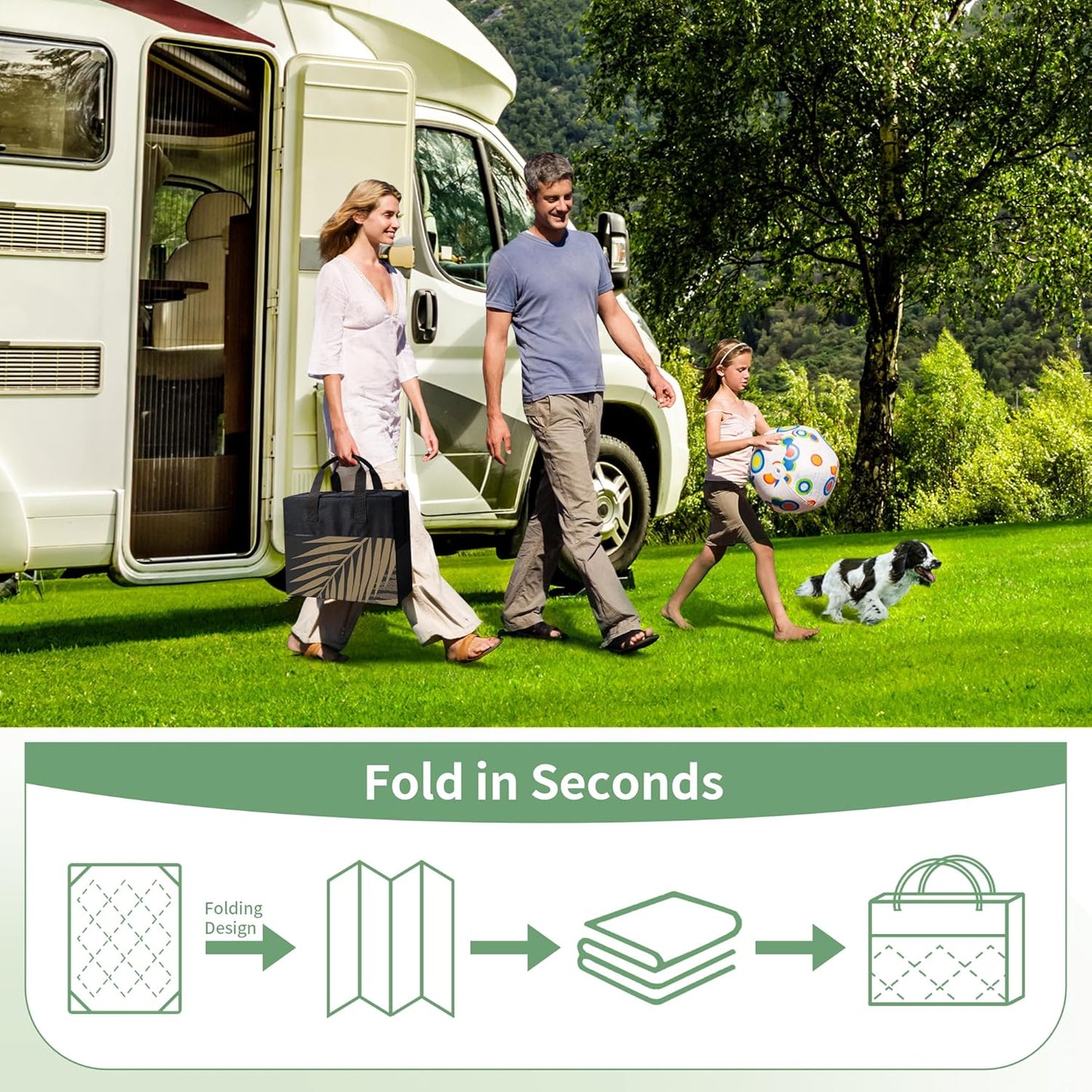 GENIMO Outdoor Rug 3' x 5' Waterproof for Patios Clearance, Reversible Outdoor Plastic Straw Camping Rug Carpet, Large Area Rugs Mats for RV, Camper, Deck, Balcony, Porch, Beach, Picnic, Black&Brown