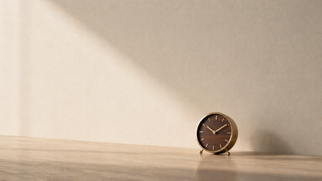 Clean surface with a small object placed off-center for balance.