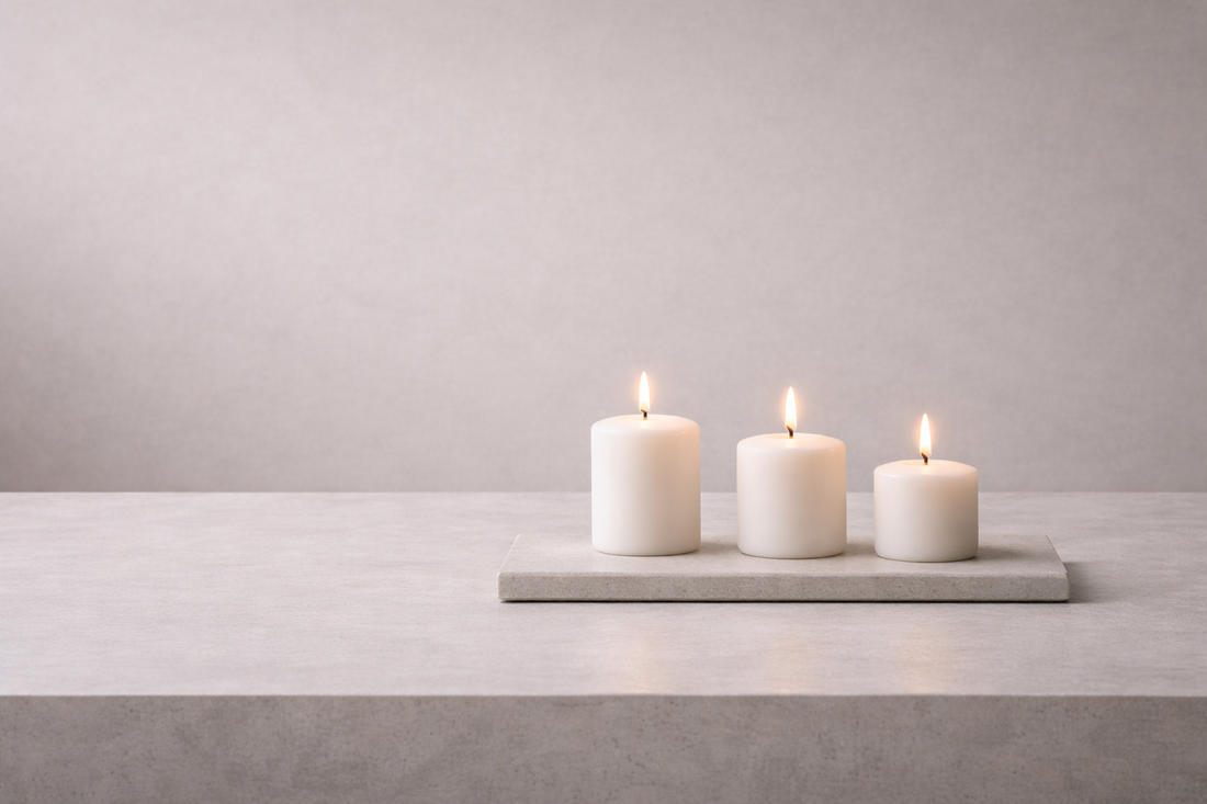 Clean candle styling that improves visual clarity in modern interiors
