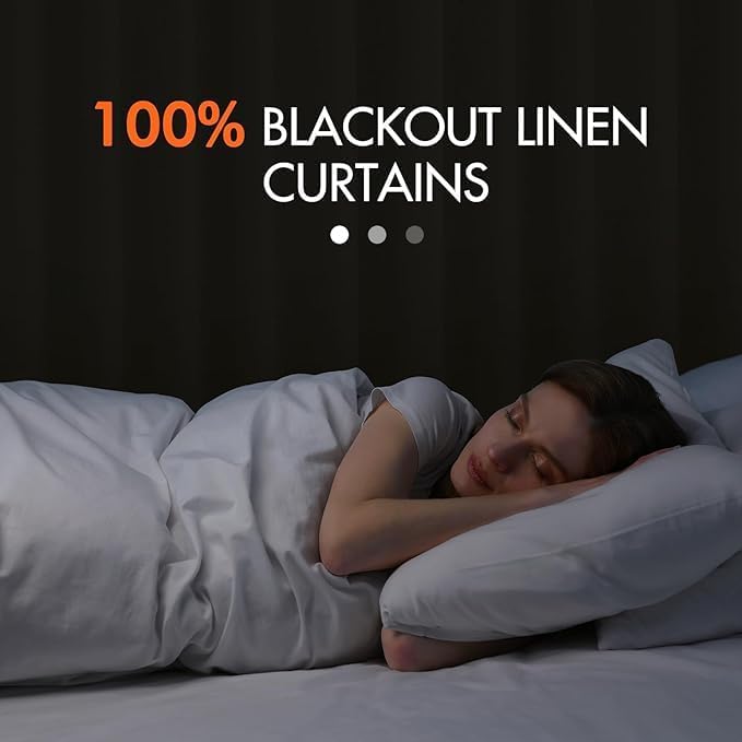 MIULEE 100% Blackout Curtains 84 Inch Long 2 Panels Set for Bedroom, Thick Faux Linen Black Out Curtain Room Darkening Back Tab Pleat Window Textured Drapes with Hooks for Living Room, Dutch Cocoa