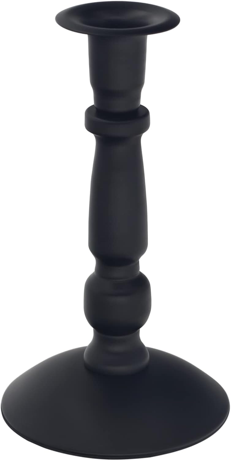 Matte Black Iron Taper Candle Holder – Slim Minimal Candle Stand (7/8” Candles)
