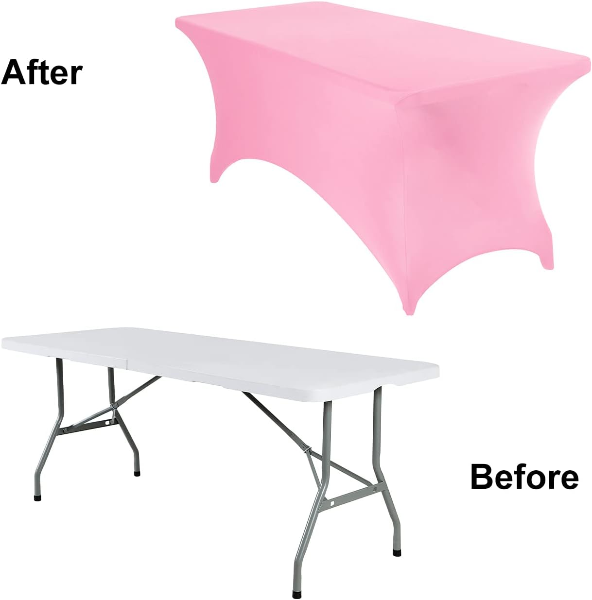 2Pack Spandex Waterproof Table Covers 6ft，Spandex 6ft Waterproof Table Cover for Party,Wedding, Banquet, and Events(Pink)