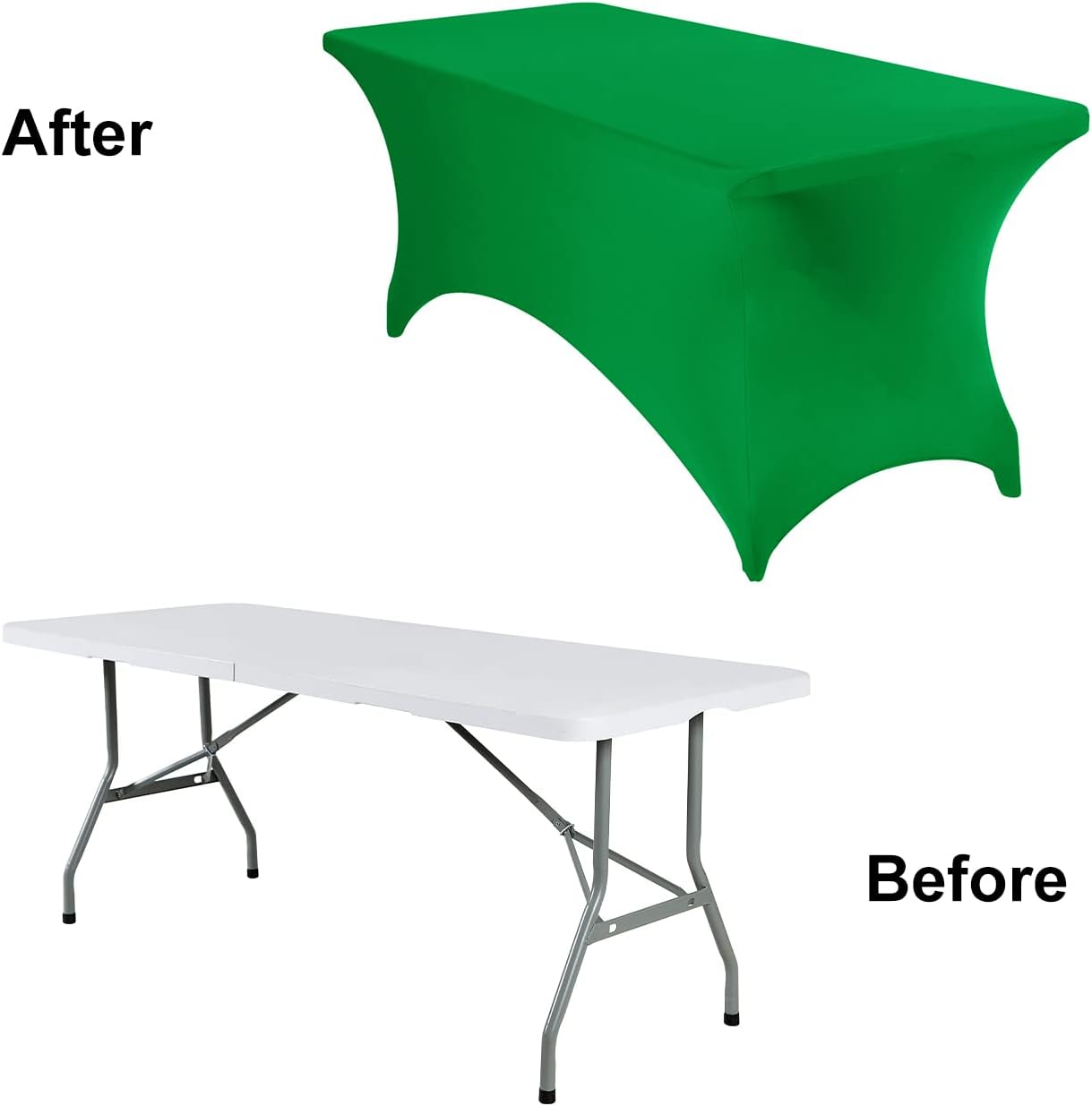 2-Pack Spandex Waterproof Tablecloths, 6FT, Emerald, Stretchable, Stain Resistant, All-Season, Wedding, Table Covers for Party, Wedding, Banquet, Events