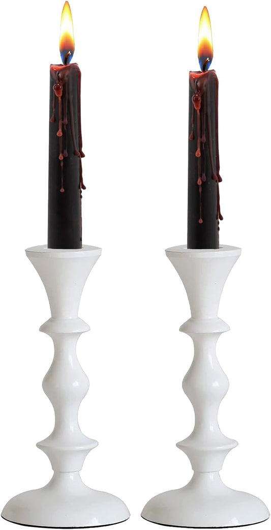 Rely+ White Candle Holders Set of 2 Decorative Centerpiece Table Candlesticks Holders for Taper Candles Home Decor Candle Holders for Dinner Party Wedding Decorations