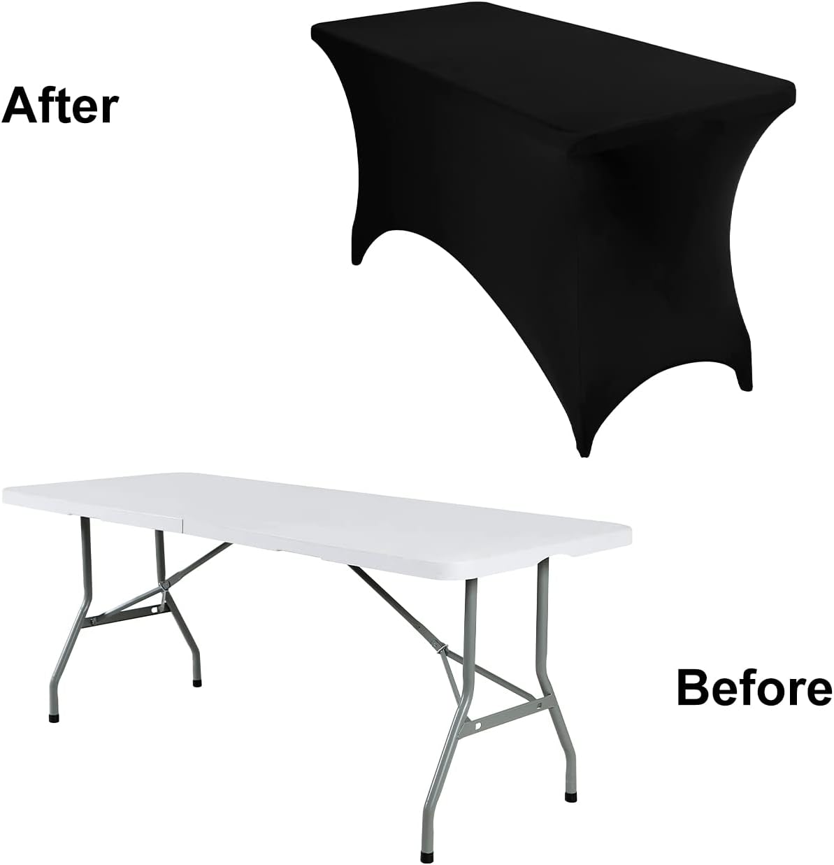 2Pack Spandex Waterproof Table Covers 4ft，Spandex 4ft Waterproof Table Cover for Party,Wedding, Banquet, and Events(Black)