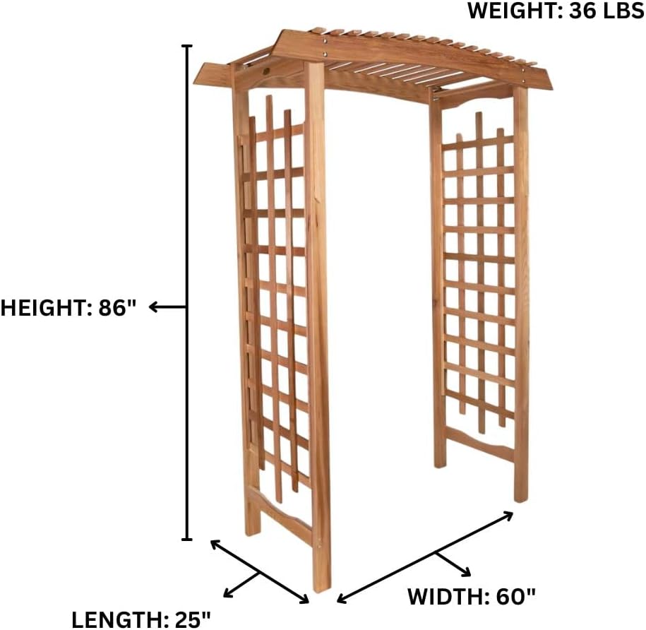 All Things Cedar GA87 Garden Arbor | Handcrafted Wooden Trellis for Climbing Plants Outdoor | Cedar Wedding Arches for Ceremony | Easy Assembly, Weather Resistant 60x25x86