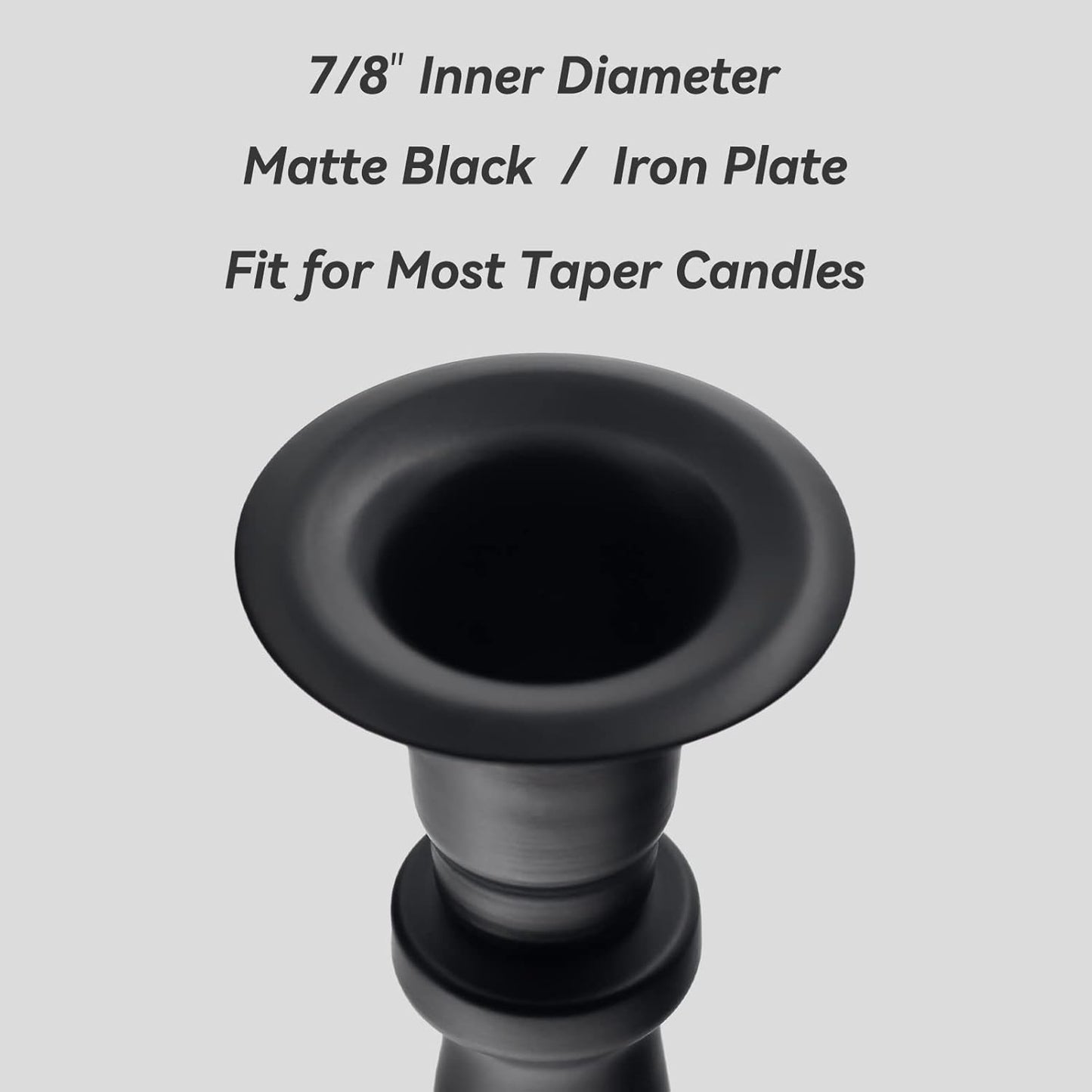 Matte Black Iron Taper Candle Holder – Slim Minimal Candle Stand (7/8” Candles)