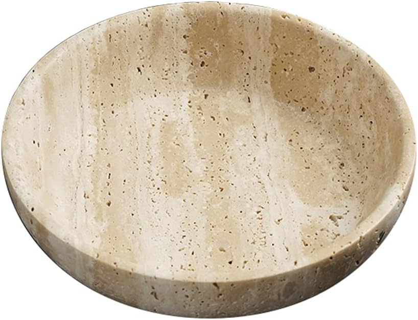 Large Travertine Decorative Bowl — Natural Stone Fruit Bowl for Coffee Table & Entryway Styling