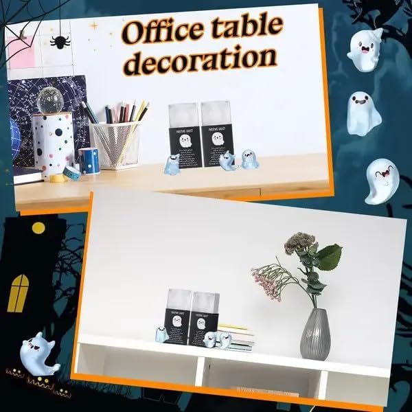 32 Sets Halloween Mini Ghost Figures with Box, Glow in The Dark Mini Resin Ghosts, Luminous Ghost Miniature Resin Figurines for Halloween Party Favors (6PCS)
