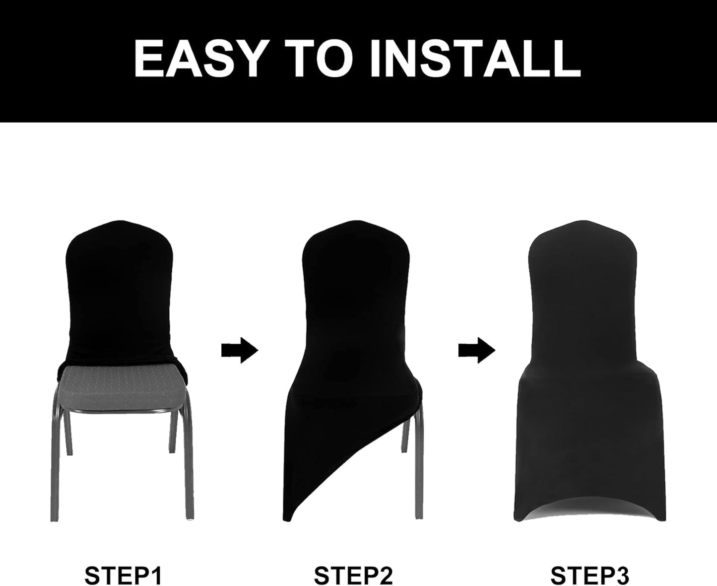 Chair Cover, 12PCS, Durable, Removable, Spandex & Polyester, Solid, White, Furniture Cover for Chair, Great Protection for Living Room, Wedding, Hotel, Restaurant