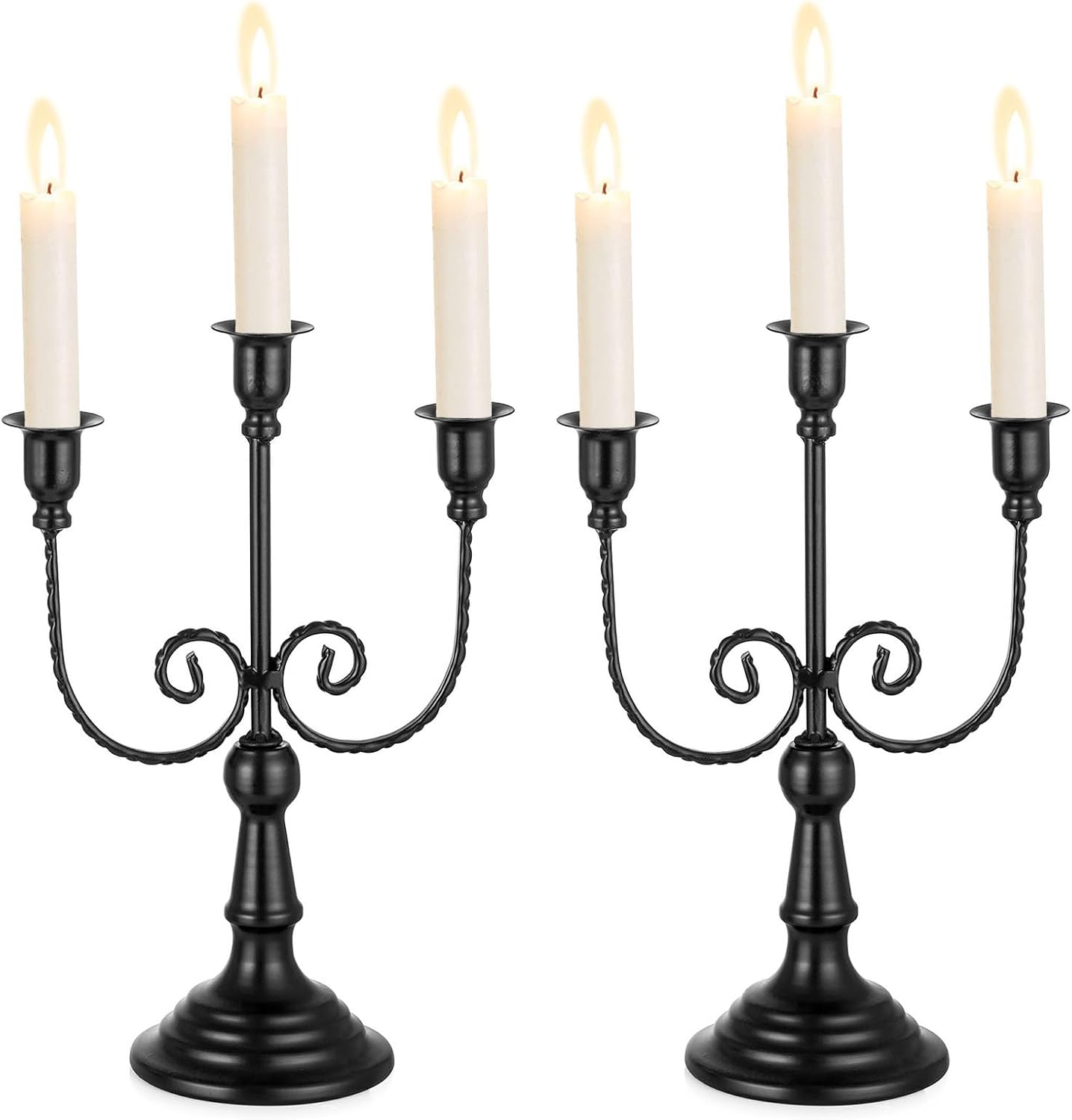 Halloween Candle Holder Candelabra - Black Candle Stick Holders Pack of 2 Decorative Candleholders for Christmas Decoration