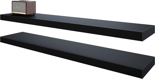 BAMEOS Floating Shelves,40 in W x 8in D Wall Mounted Wooden Shelves with Invisible Brackets Set of 2, Hanging Wall Shelves Decoration for Bedroom, Bathroom, Living Room and Kitchen