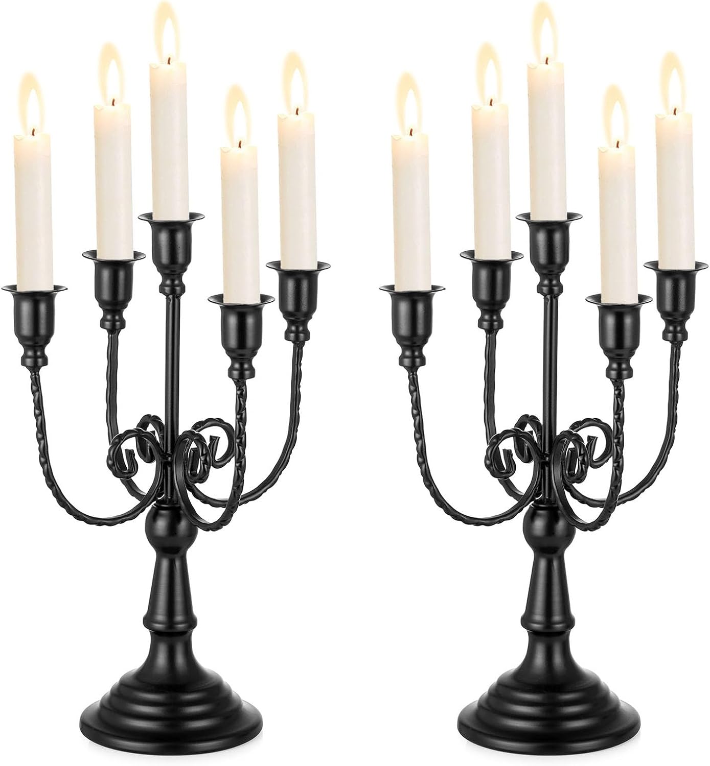 Black Candelabra Candle Holder - Candle Holders for Candlesticks Set of 2 Metal Candelabrum Stand for Wedding Christmas Table Centerpieces Decor