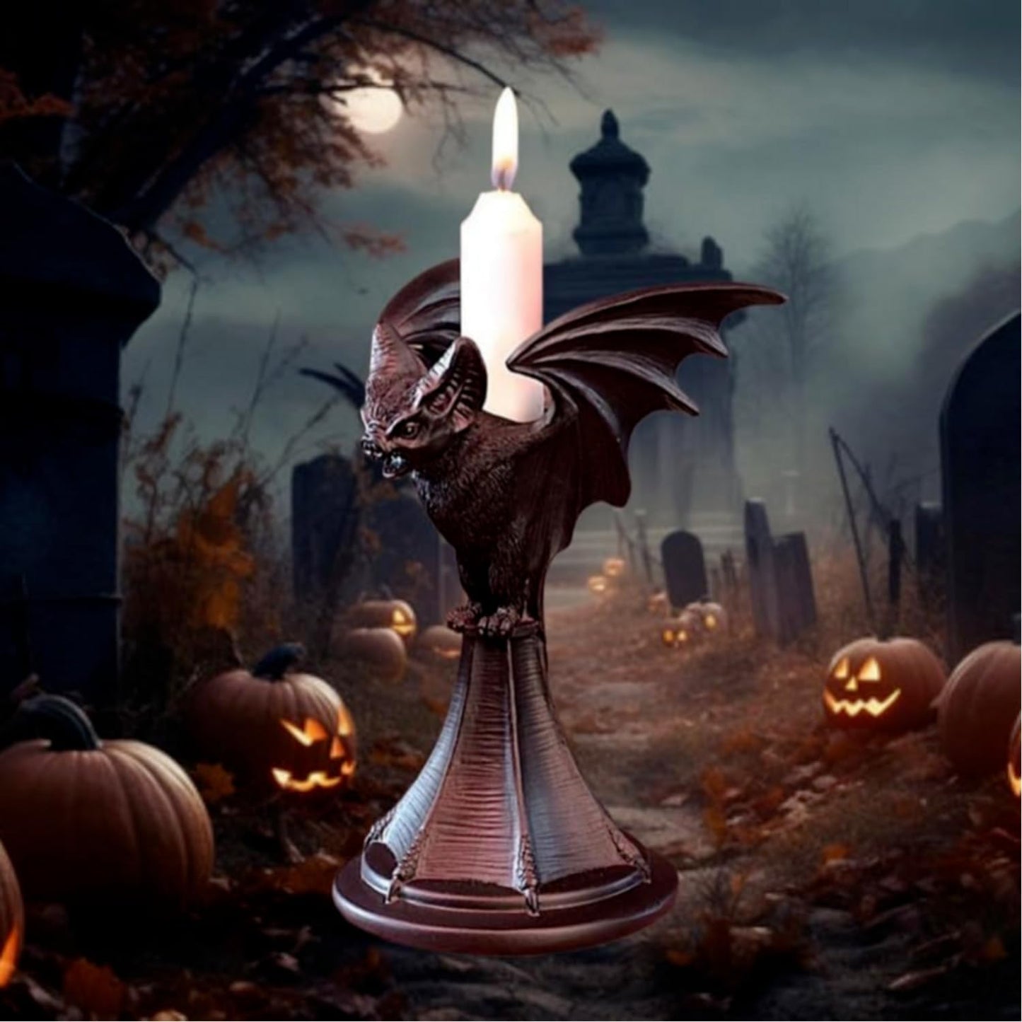 Bat-Inspired Resin Candle Holder for Seasonal Home Decor