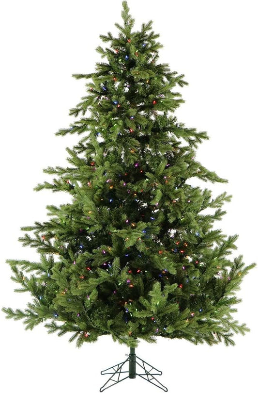 Fraser Hill Farm 6.5-Ft. Foxtail Pine Artificial Christmas Tree with Dual Multicolor & Warm White LED Lights and Stand, Prelit Foldable Fake Tree with Realistic Foliage for Home Decoration