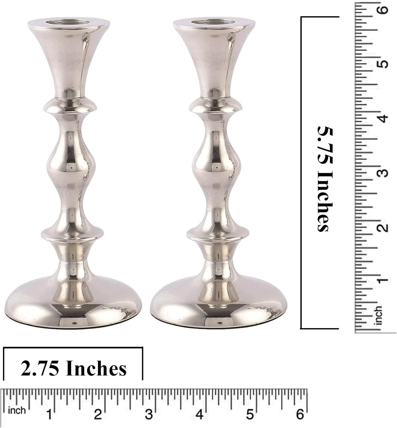 Silver Candle Holders Set of 2 Decorative Centerpiece Table Candlesticks Holders for Taper Candles Home Decor Easter Candle Holders for Dinner Party Wedding Decorations