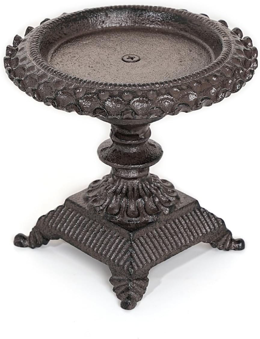 Cast Iron Candle Holder - Rustic Style Decorative Pillar Candle Holders, Center Pieces Decoration for Table, Modern Farmhouse French Country Decor, 6.5" Candle Stand Fits Multi-Size Candles