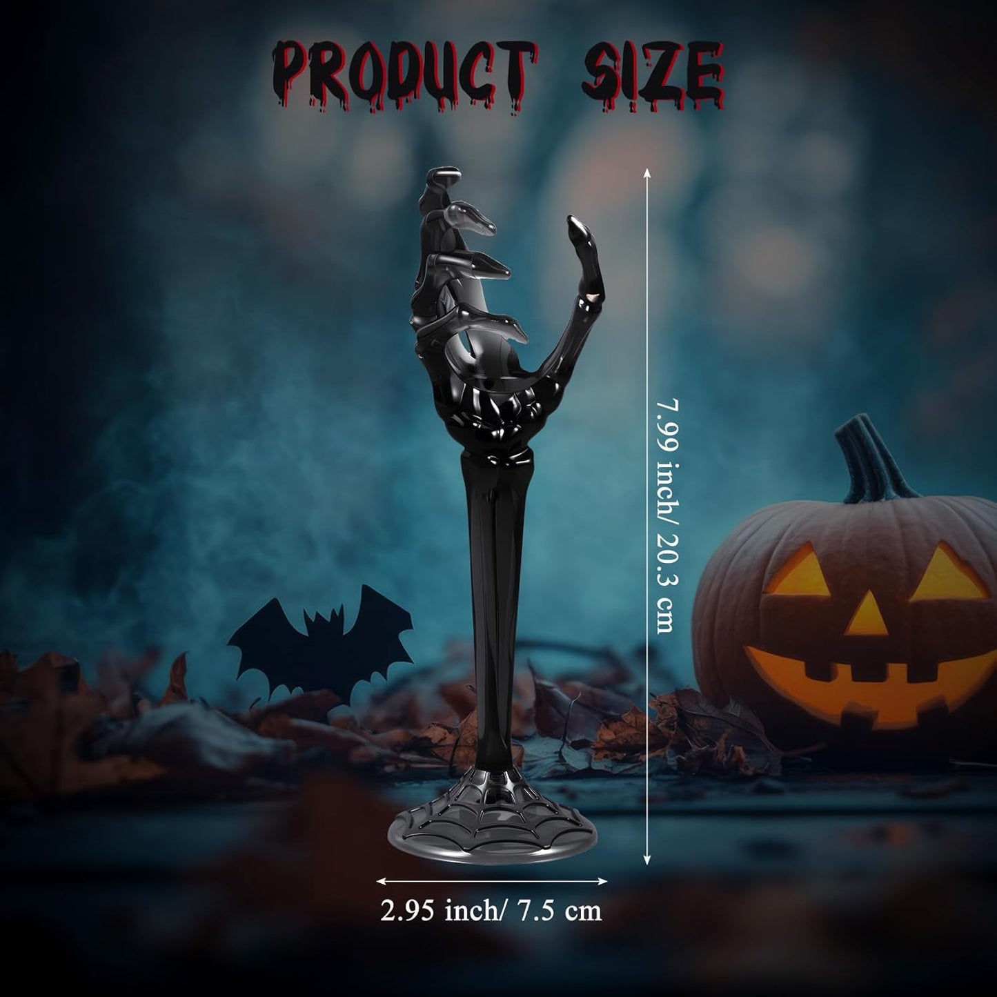2 Pcs Halloween Skull Candle Holders Halloween Table Centerpieces Fireplace Decorations Skeleton Gothic Decor Horror Skeleton Skull Candlestick Holders for Home Office Bar Party Supplies