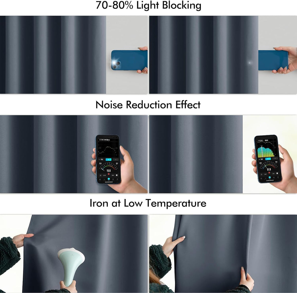 MIULEE Stone Blue Back Tab Blackout Curtains 102 Inch Long 2 Panels Set for Bedroom, Rod Pocket/Pinch Pleated Thermal Insulated Living Room Darkening Light Blocking Floor to Ceiling Drapes