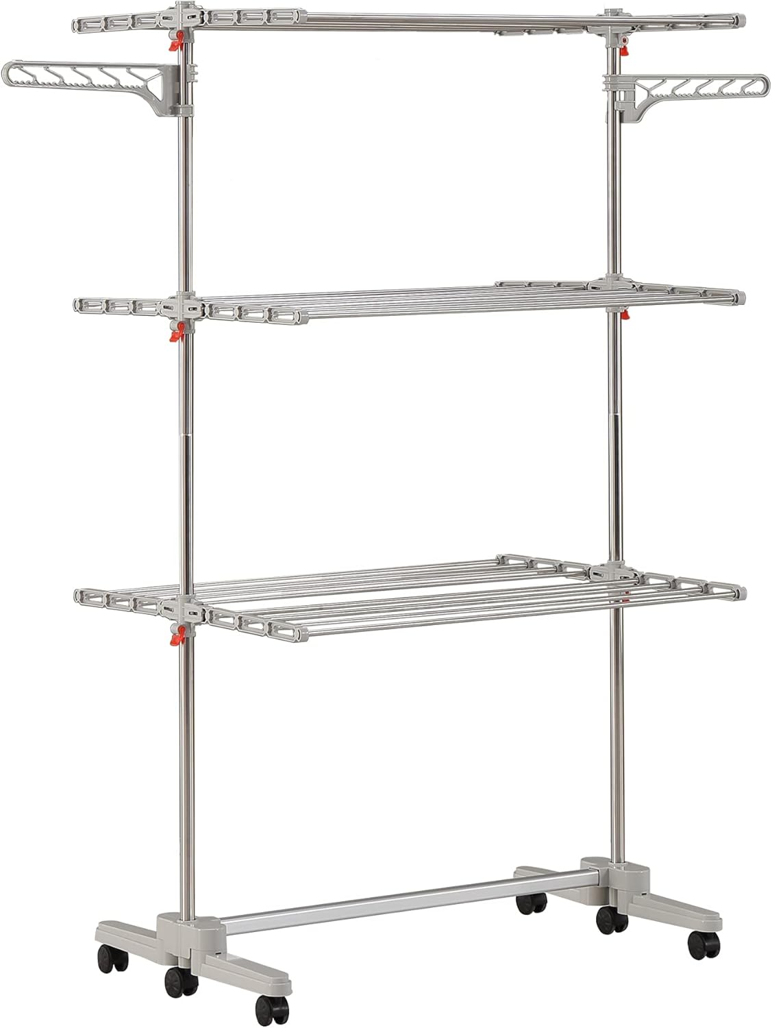 Foldable Laundry Drying Rack with Wheels - 48 Drying Rods, Heavy Duty, Movable, Perfect for Clothes, Duvet, Socks, Bed Linen, Sheets, 6 Wings