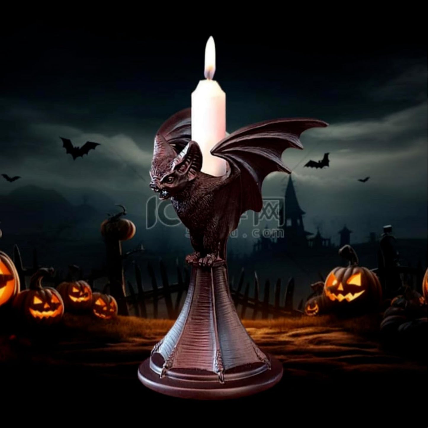 Bat-Inspired Resin Candle Holder for Seasonal Home Decor