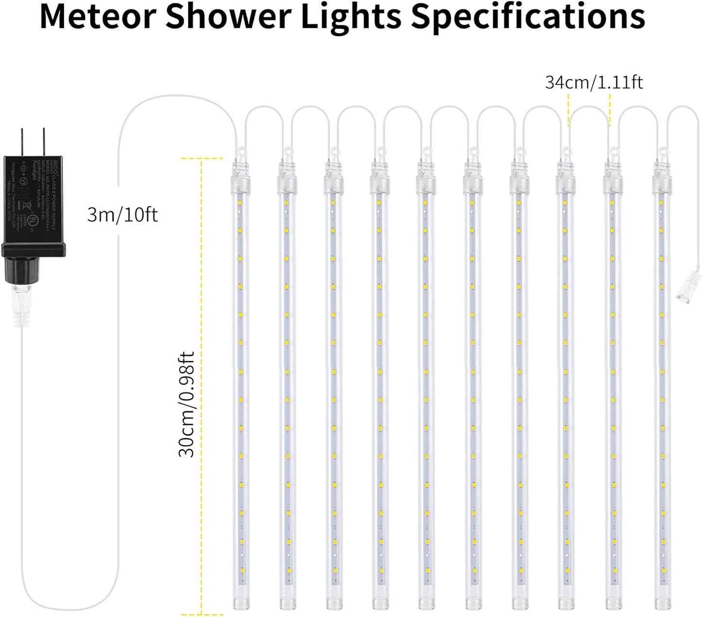 Christmas Meteor Shower Rain Lights, 10 Tube 12 Inch 240 LEDs Icicle Outdoor Raindrop for Xmas Halloween Wedding Party Tree Holiday Decoration, Red