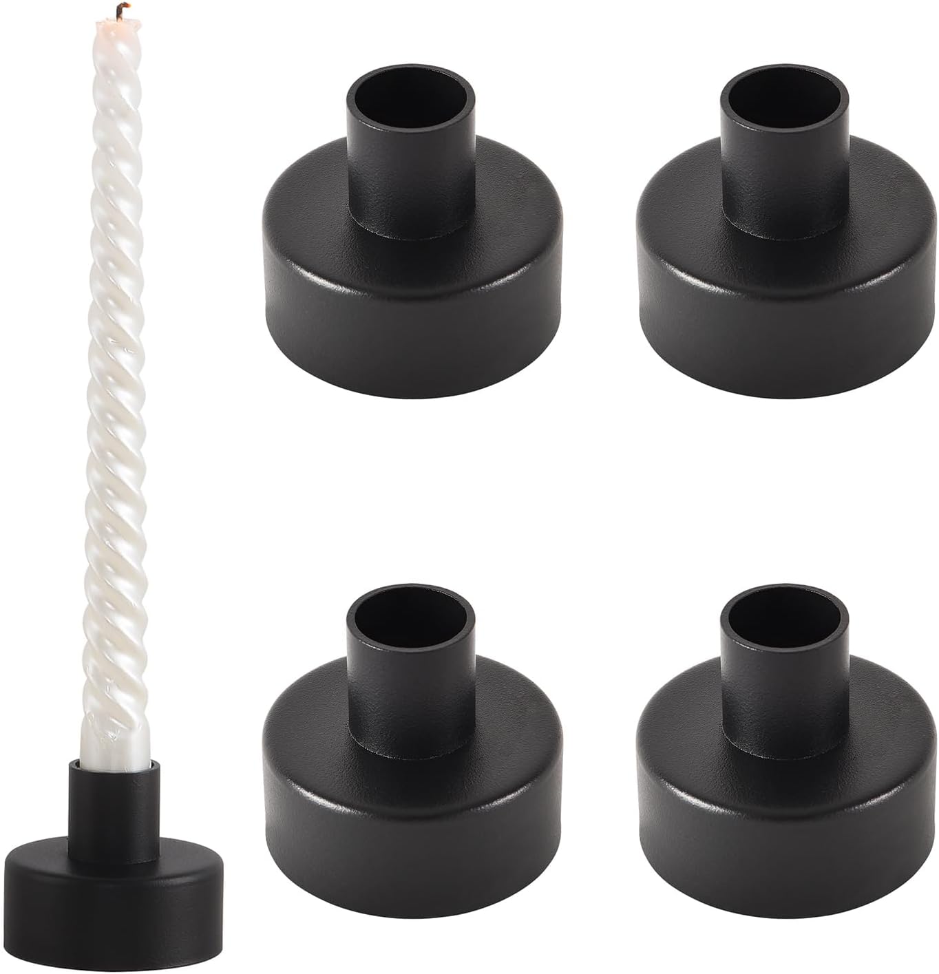 Black Candlestick Holders Set of 4 – Vintage Metal Taper Candle Holders for Table Decor
