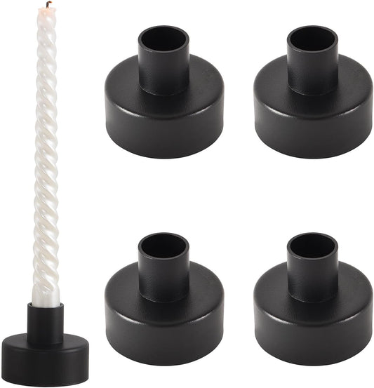 Black Candlestick Holders Set of 4 – Vintage Metal Taper Candle Holders for Table Decor