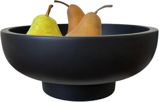 Black Concrete Pedestal Bowl — Modern Decorative Centerpiece for Coffee Table & Home Styling