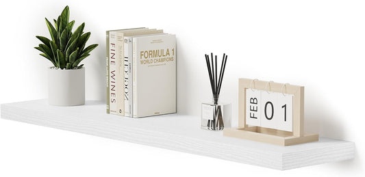 Single Floating Shelves 48 Inches, 48 x 10 inch Deep x 1.8 in Thick, Long Wall Shelves Heavy Duty 80 lbs for Bedroom, Living Room, Kitchen, Office, Modern Shelf Book Home Decor, White