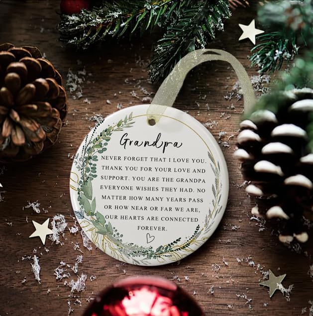 Grandpa Ornaments 2025 Grandpa Xmas Christmas Ornament Forever Ornament Best Ever Gift Double-Sided Printing Ceramic (2.9"