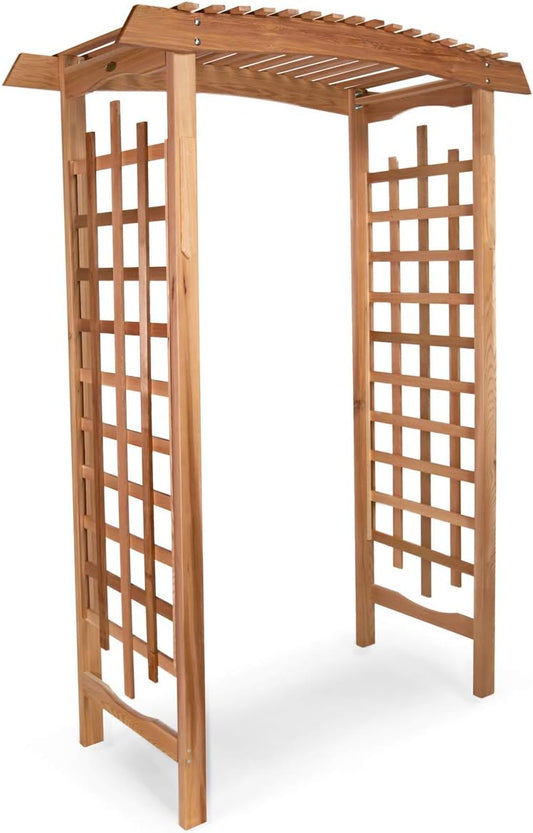 All Things Cedar GA87 Garden Arbor | Handcrafted Wooden Trellis for Climbing Plants Outdoor | Cedar Wedding Arches for Ceremony | Easy Assembly, Weather Resistant 60x25x86
