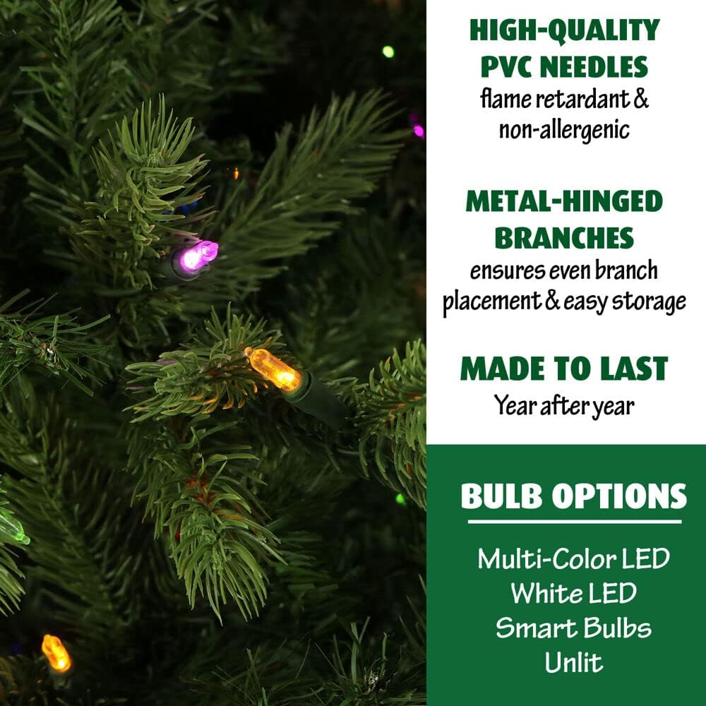 Fraser Hill Farm 6.5-Ft. Foxtail Pine Artificial Christmas Tree with Dual Multicolor & Warm White LED Lights and Stand, Prelit Foldable Fake Tree with Realistic Foliage for Home Decoration