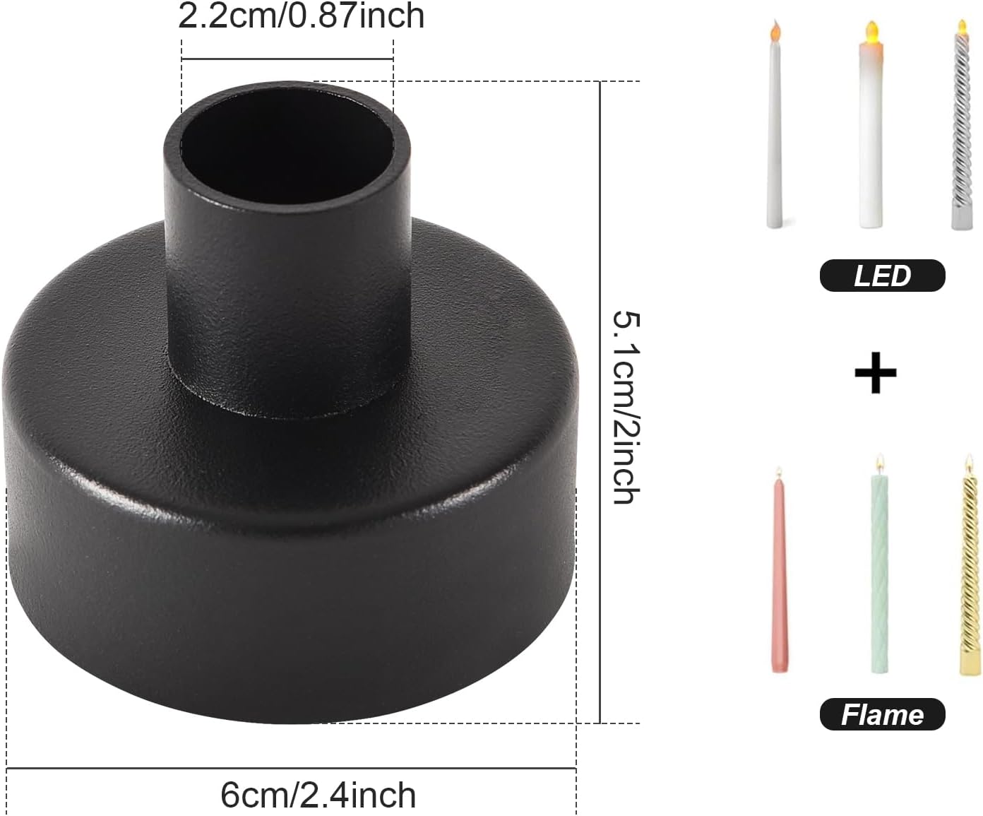 Black Candlestick Holders Set of 8 – Minimal Vintage Taper Candle Holders for Table & Fireplace Decor