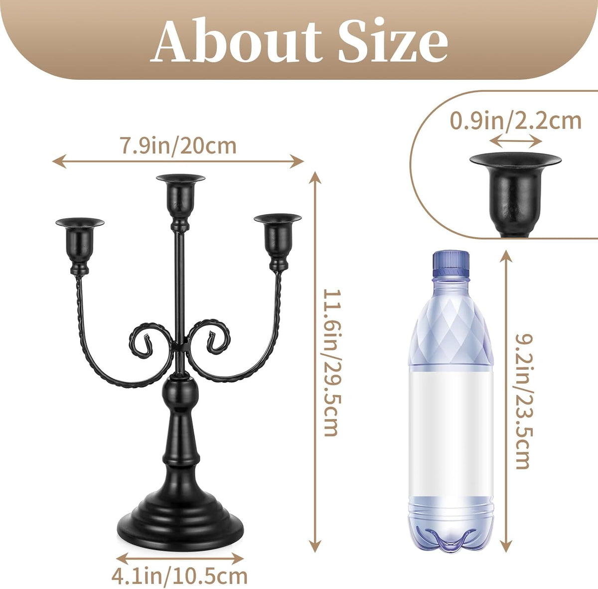 Sziqiqi Candle Holders 3-Arms Candelabra - Black Halloween Candelabras Metal Candleholder Stands Decoration for Thanksgiving Christmas