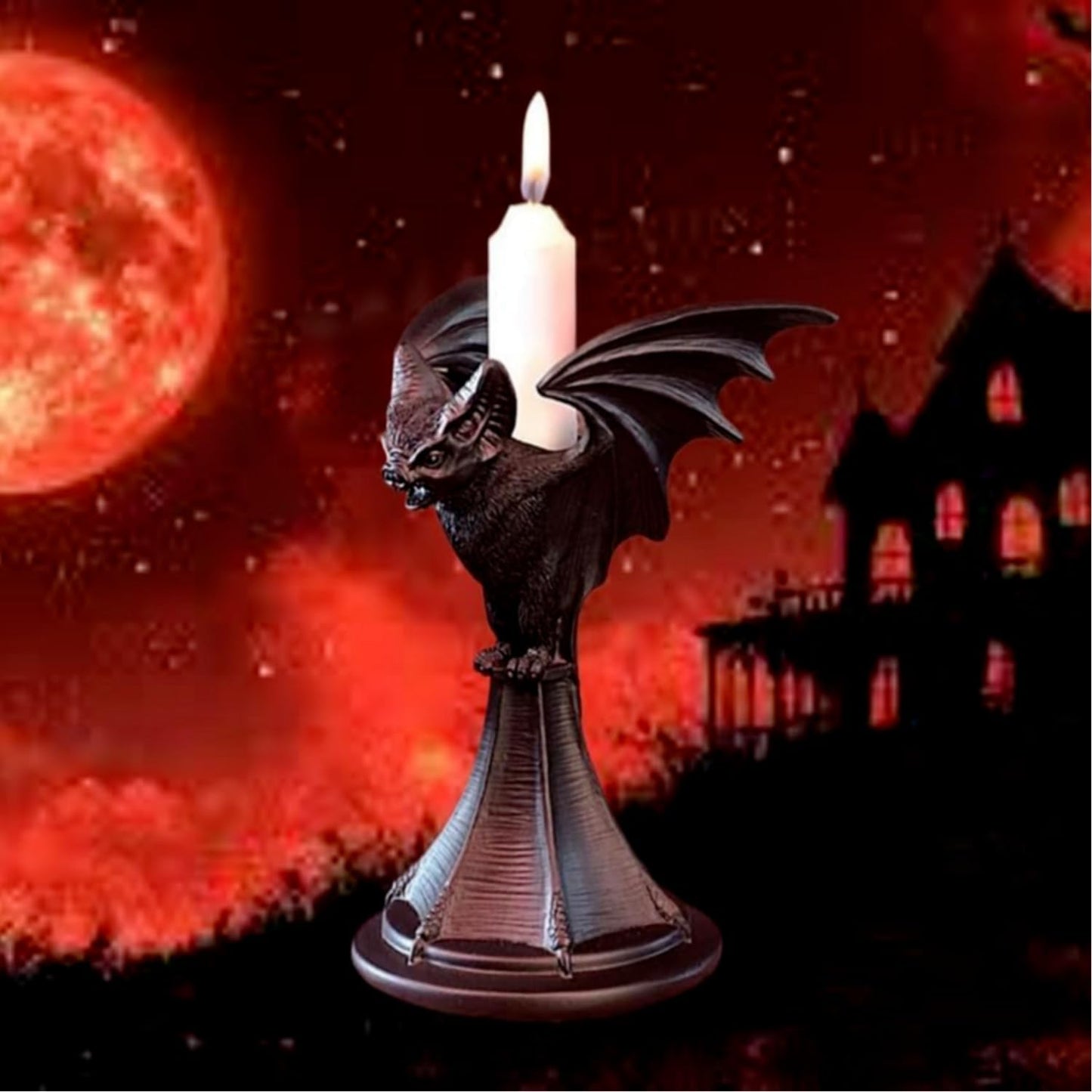 Bat-Inspired Resin Candle Holder for Seasonal Home Decor