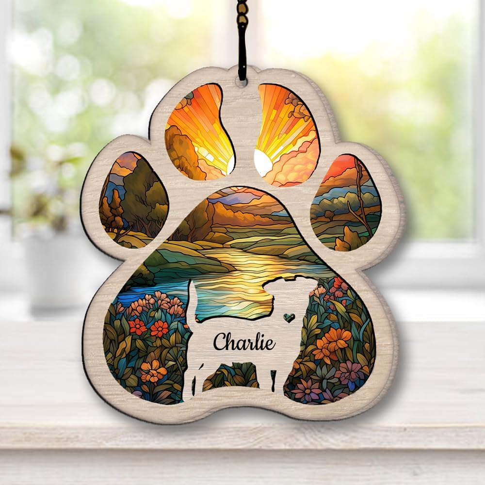 IZI POD Personalized Borzoi Suncatcher Dog Memorial Gifts, Custom Borzoi Ornament Christmas Tree, Pet Remembrance Gift, Loss of Dog Sympathy Gift, Pets Memorial Ornament, Pet Loss Suncatcher