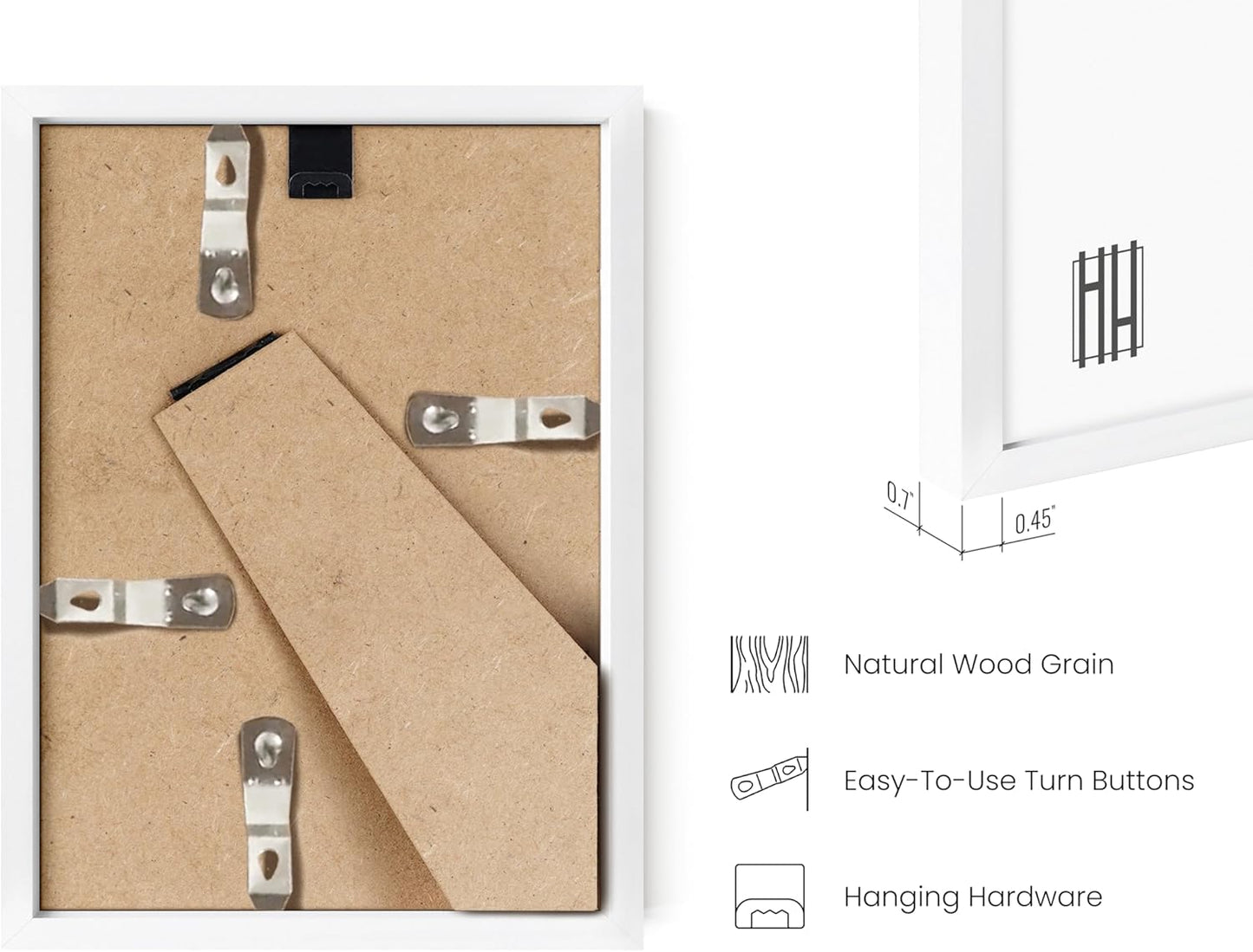 HAUS AND HUES 5x7 White Metal Picture Frames - Photo Frames 5X7 - Features Premium Aluminum, Vertical Hanging, Easel Back for Tabletop, Home, Office (5x7 in, White, Set of 6)