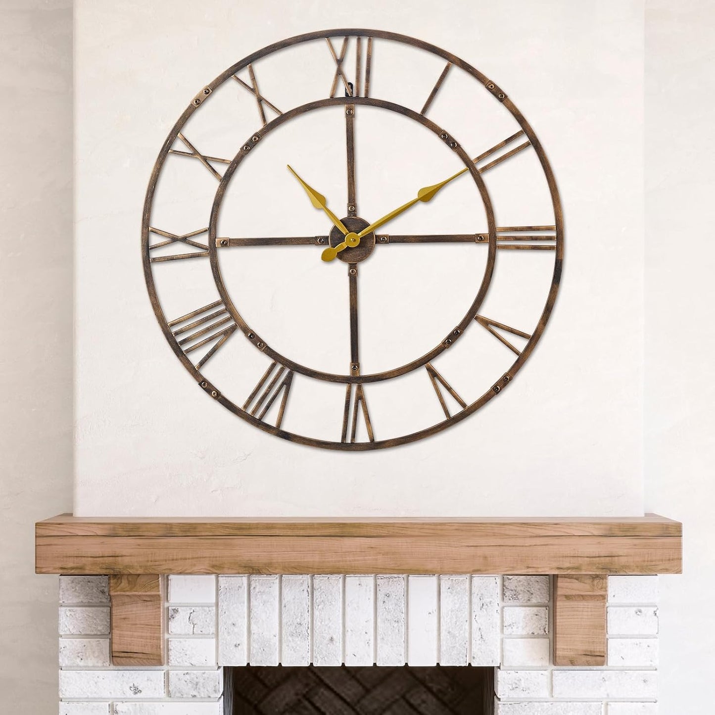 Large Modern Roman Wall Clock — 40” Oversized Silent Metal Frame for Calm Living Spaces
