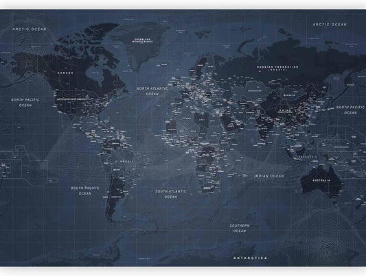 artgeist Premium Wall Mural World Map 79x55 in - XXL Non-Woven Wallpaper Fleece Wall Decor Photo Print Picture Image Design Home Map of The World k-A-0123-a-a