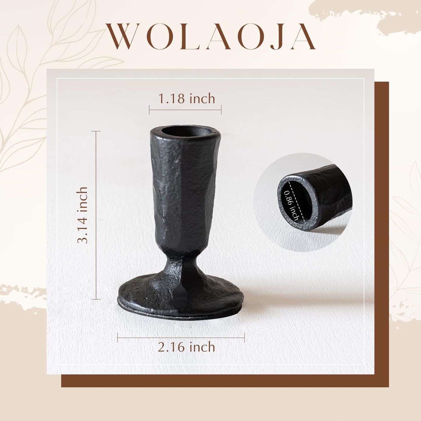 Vintage Black Iron Taper Candle Holders – Set of 4, Minimal Table Décor